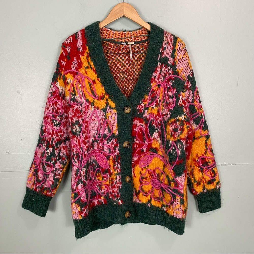 Free People Alexis‎ Floral Cardigan Oversized Small